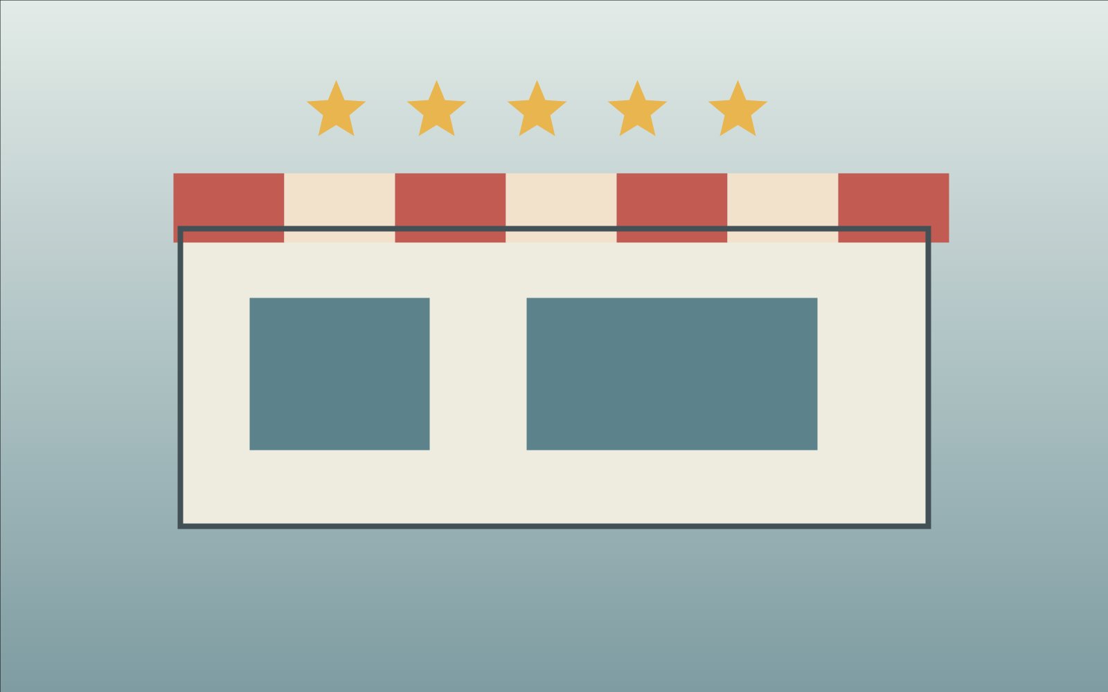 Illustration of a local storefront with review stars, not an actual store photo